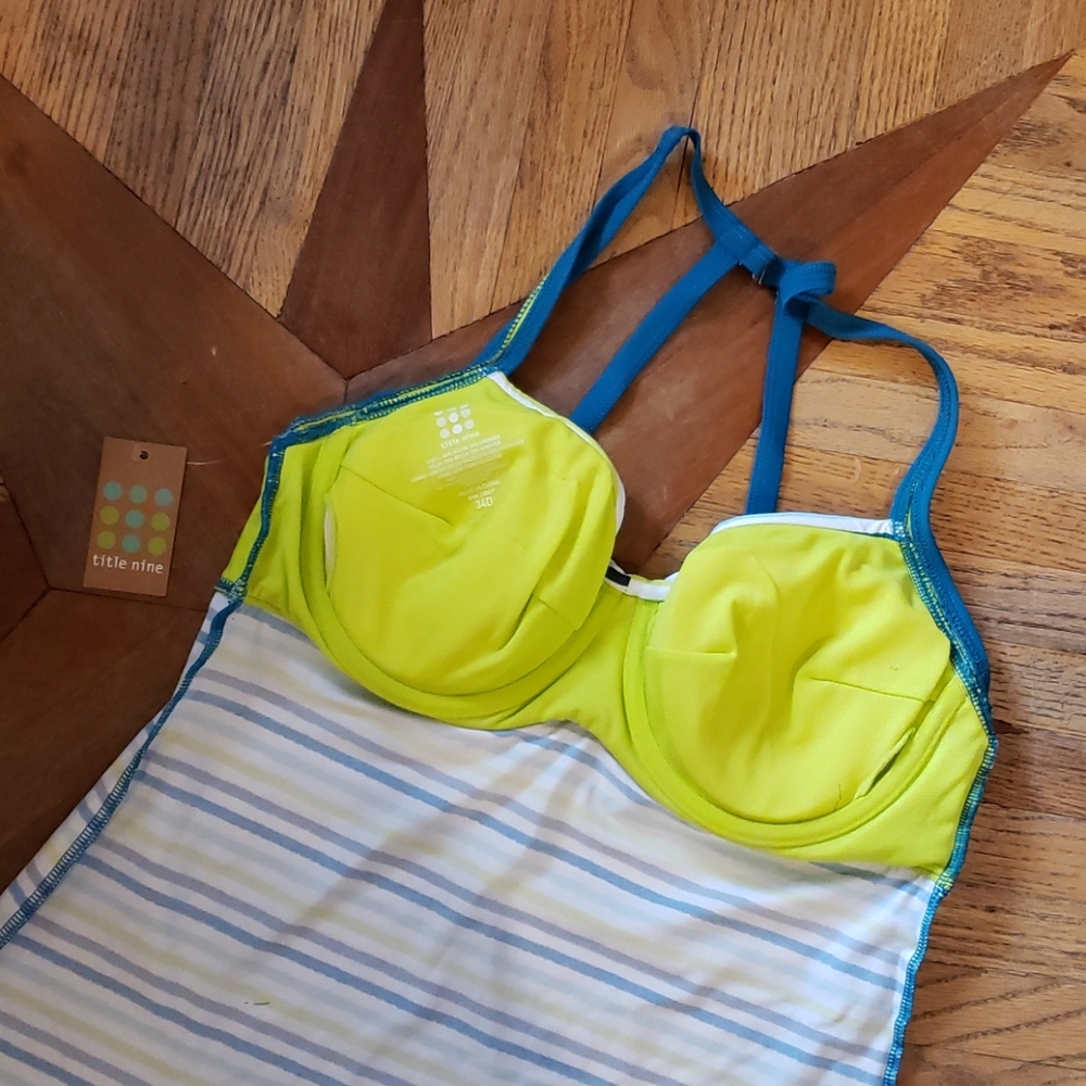 TITLE NINE Stripe Pele Tankini Swim Top 34DD NEW - Picture 8 of 11